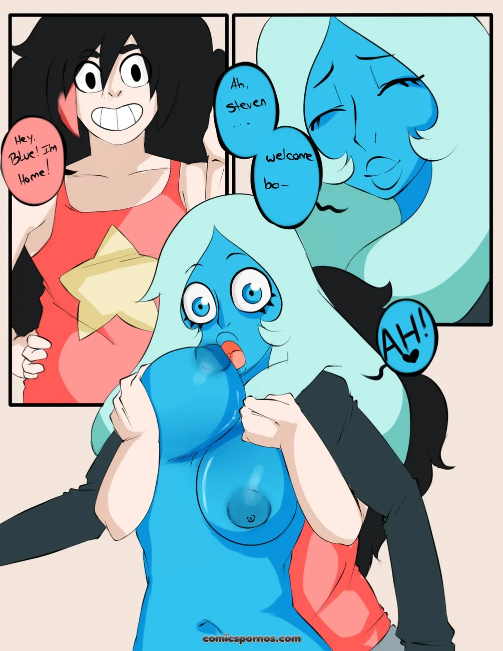 Blue-Skinned Beauty: Sci-Fi Romance Comic - Page 1